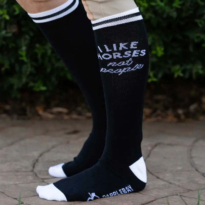 Dapplebay Knit Boot Socks - I Like Horses 1