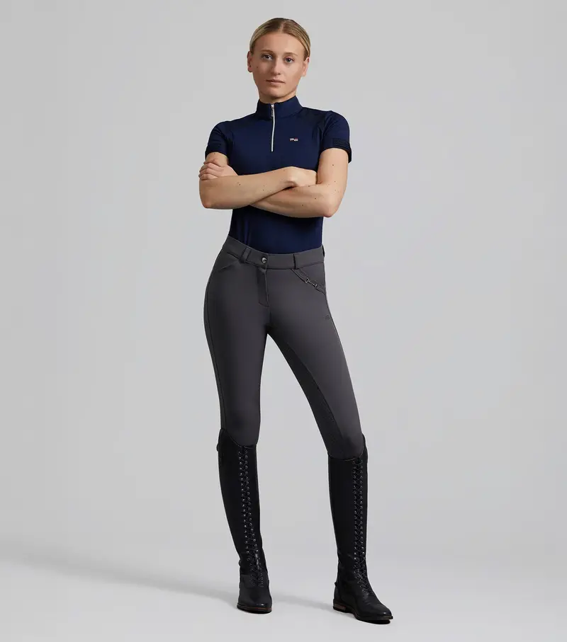 Delta Ladies Full Seat Gel Riding Breeches Anthracite 1