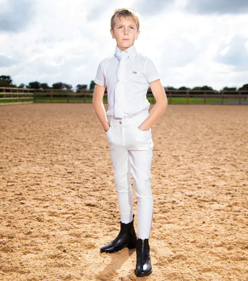 Derby Boys Competition Riding Breeches White 2