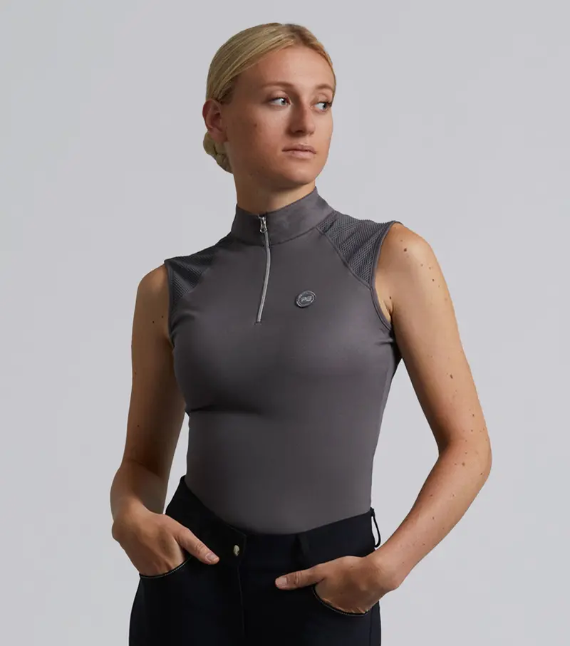 Derina Ladies Technical Sleeveless Riding Top Anthracite Grey 1