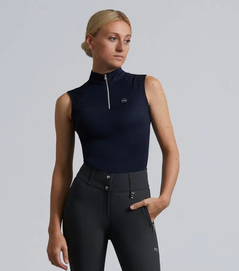 Derina Ladies Technical Sleeveless Riding Top Navy 1