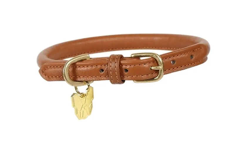 Digby & Fox Rolled Leather Dog Collar – Handcrafted Adjustable Neckband