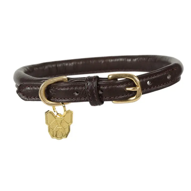 Digby & Fox Rolled Leather Dog Collar – Handcrafted Adjustable Neckband