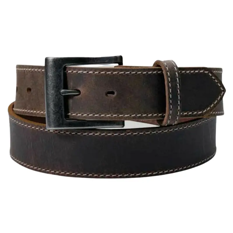 Distressed Brown Casual Belt W/ Stitch 1