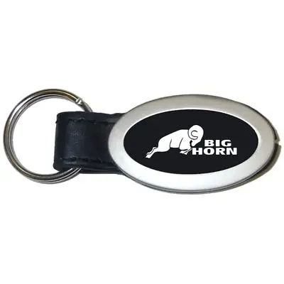 Dodge Big Horn Oval Leather Key Chain (Black) 1
