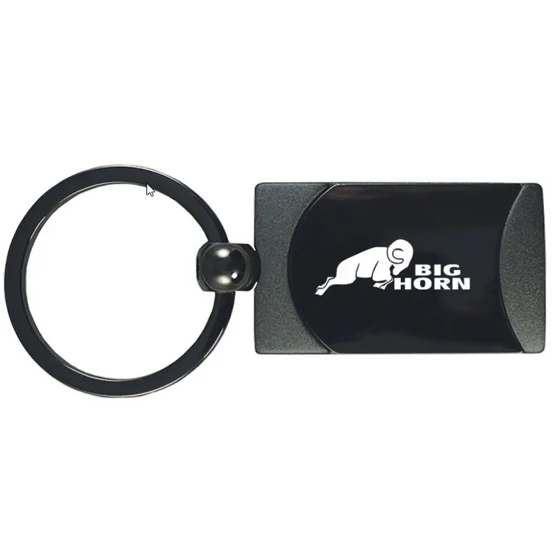 Dodge Big Horn Two-Tone Rectangular Key Chain (Gun Metal) 1