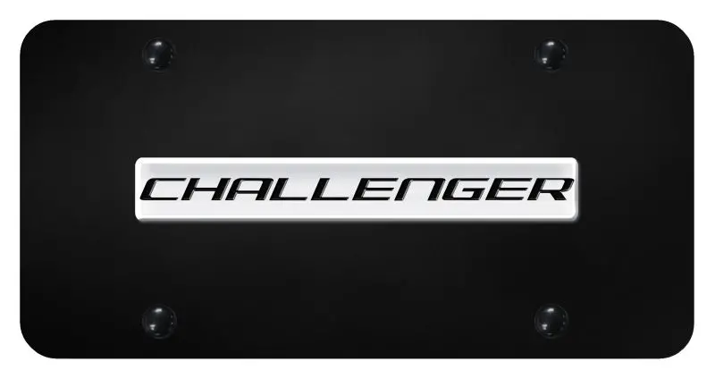 Dodge Challenger Badge License Plate (Chrome On Black) 1