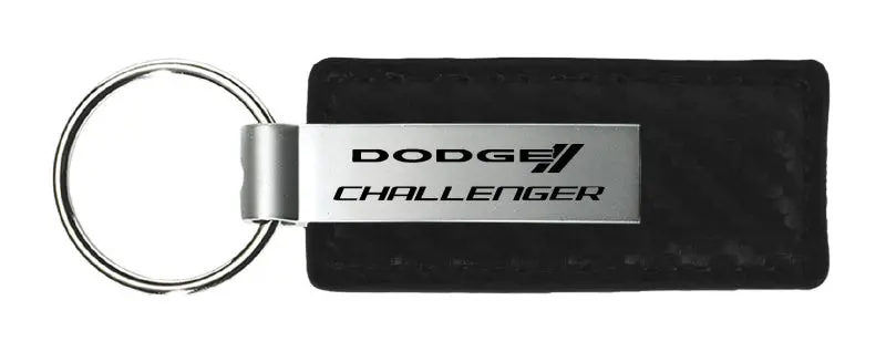 Dodge Challenger Carbon Fiber Leather Keychain 2