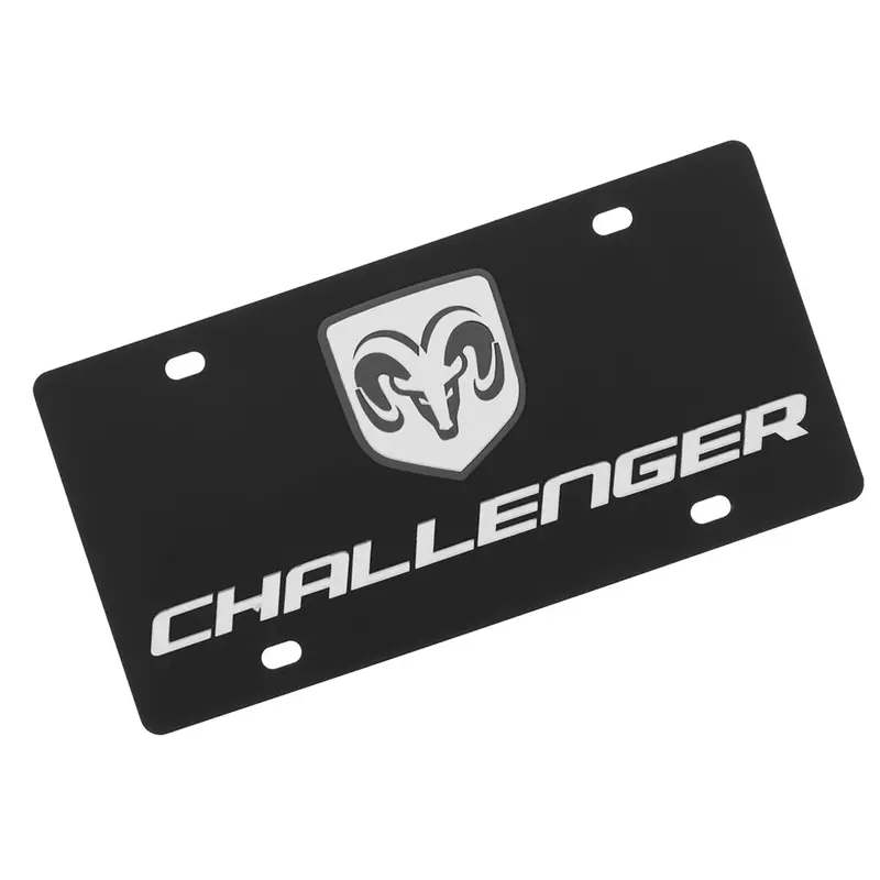 Dodge Challenger Dual Logo License Plate (Black) 1