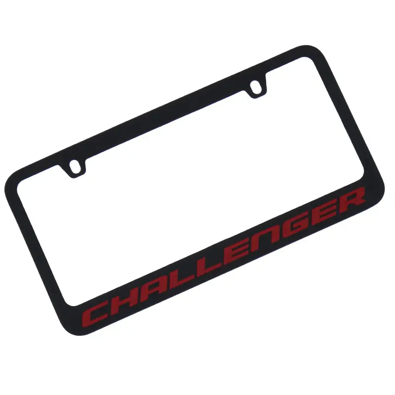 Dodge Challenger Logo License Plate Frame (Red On Black) 1