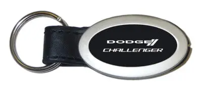 Dodge Challenger Oval Leather Key Chain (Black) 1