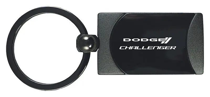 Dodge Challenger Two-Tone Rectangular Key Chain (Gun Metal) 1