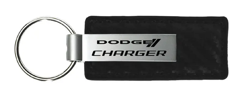 Dodge Charger Carbon Fiber Leather Keychain 2