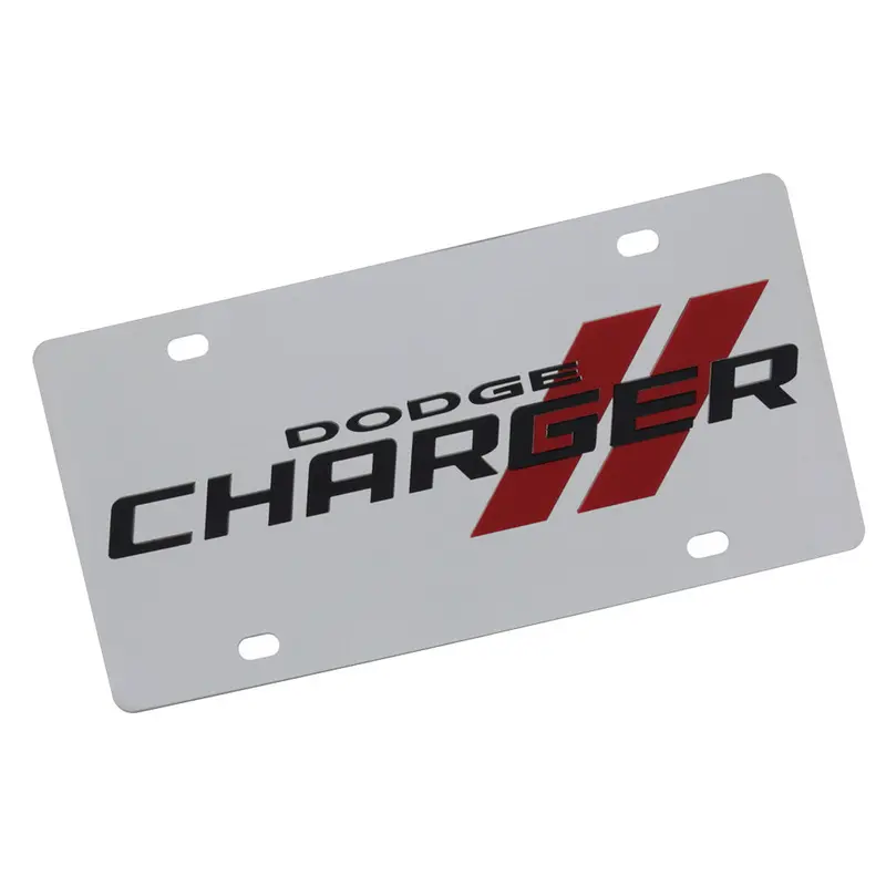 Dodge Charger Dual Logo License Plate (Chrome) 1