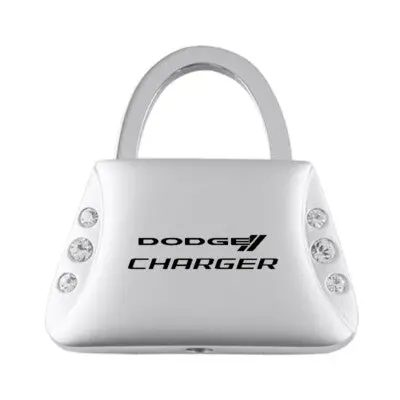 Dodge Charger Jeweled Purse Shape Key Ring (Silver) 1
