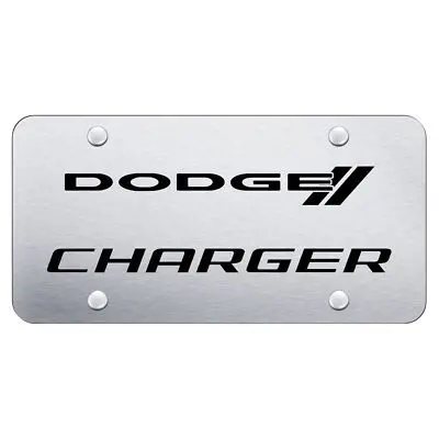 Dodge Charger Laser Etched Logo License Plate (Brushed Chrome) 1