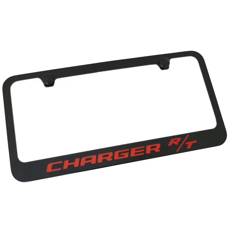 Dodge Charger Rt Orange Name License Plate Frame (Black) 1