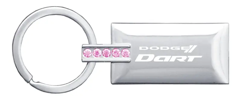 Dodge Dart Jeweled Rectangular Key Ring (Pink) 1