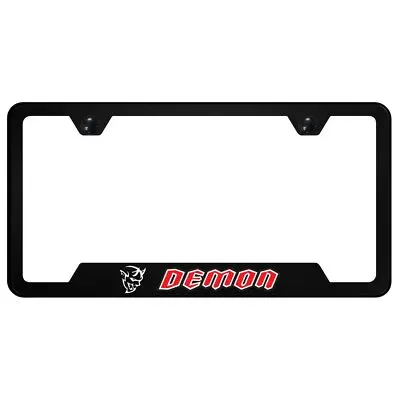 Dodge Demon Uv Print Logo Polycarbonate Notched License Plate Frame (Black) 1