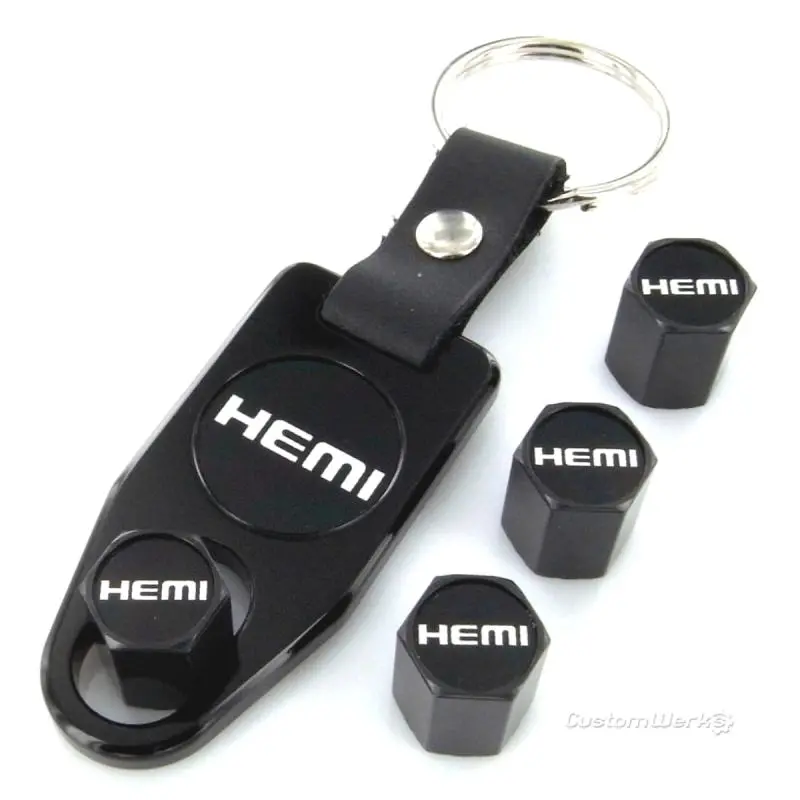 Dodge Hemi Logo Tire Valve Caps  Wrench Gift Set  (Black) 1