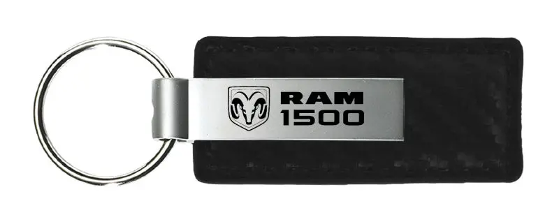 Dodge Ram 1500 Carbon Fiber Leather Keychain (Black) 1