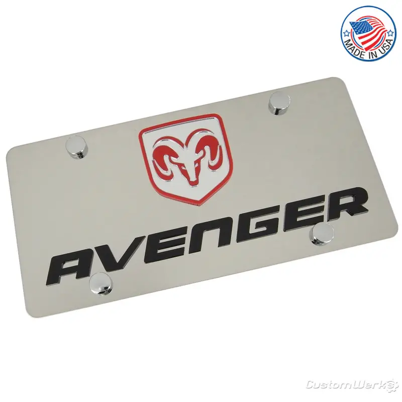 Dodge Ram Dual Logo Avenger License Plate (Chrome) 1