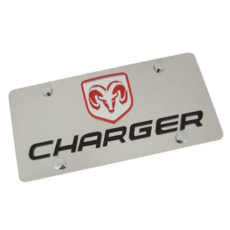 Dodge Ram Dual Logo Charger License Plate (Chrome) 1