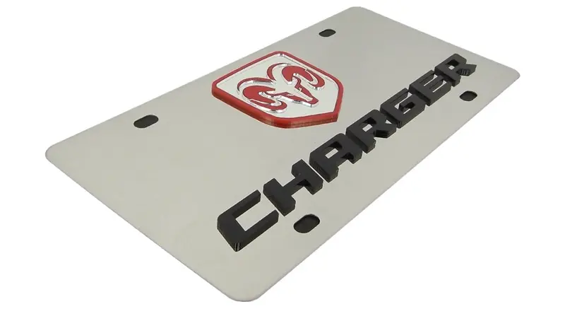 Dodge Ram Dual Logo Charger License Plate (Chrome) 2