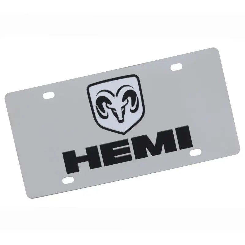 Dodge Ram Dual Logo Hemi License Plate (Chrome) 1