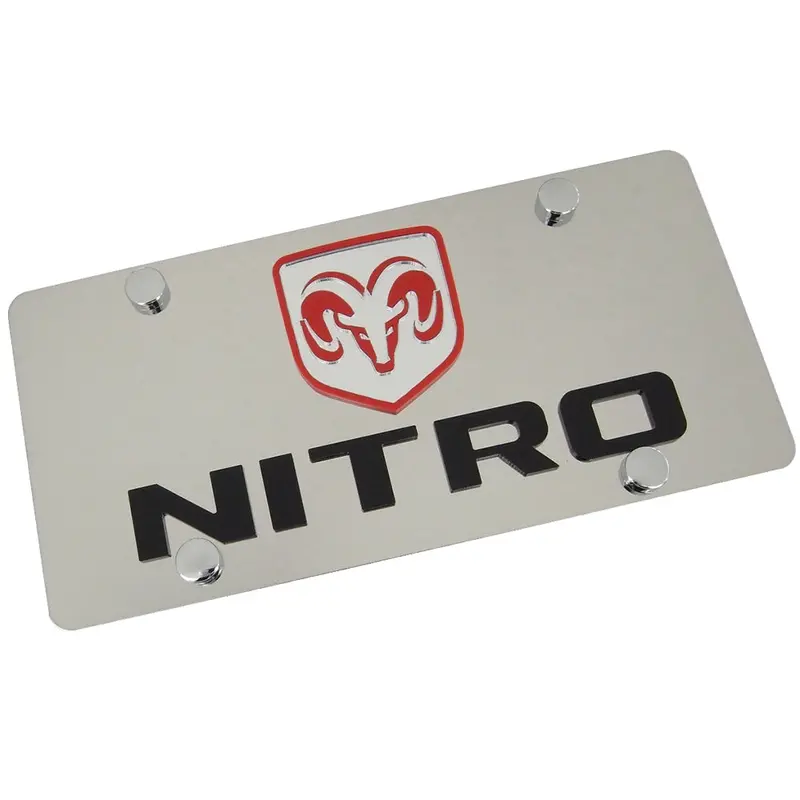 Dodge Ram Dual Logo Nitro License Plate (Chrome) 1