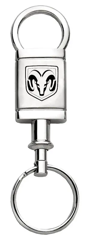 Dodge Ram Head Logo Satin Valet Keychain (Chrome) 1