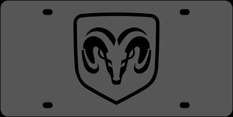 Dodge Ram Logo License Plate (Black On Carbon Black) 1
