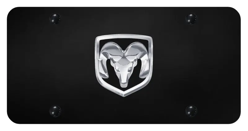 Dodge Ram Logo License Plate (Chrome On Black) 1