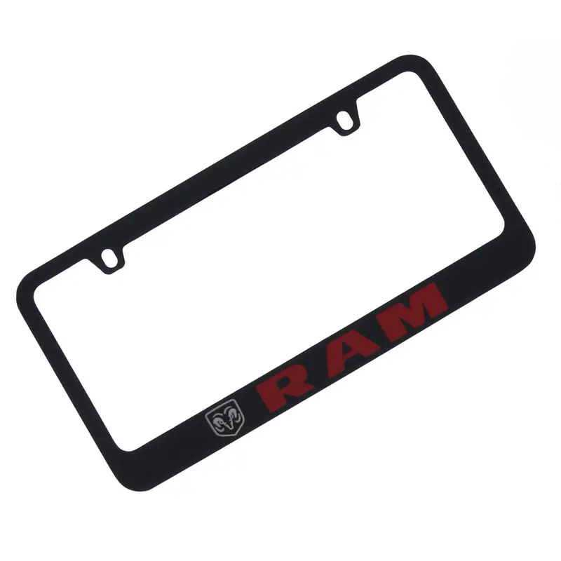 Dodge Ram Logo License Plate Frame (Red On Black) 1