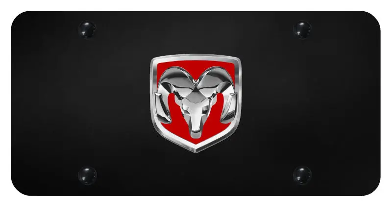 Dodge Ram Logo License Plate (Red On Chrome) 1