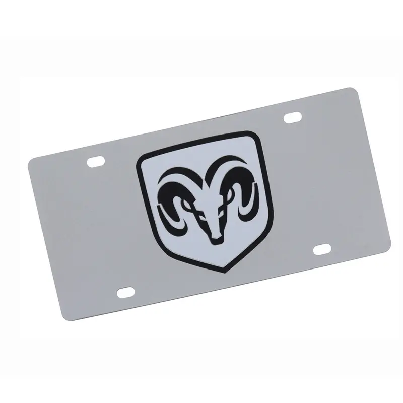 Dodge Ram Logo License Plate (Silver On Chrome) 1