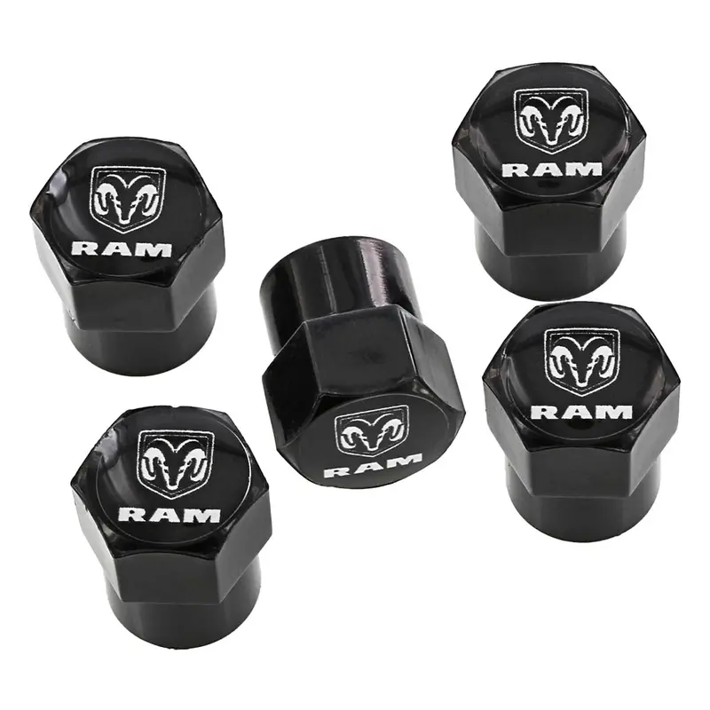 Dodge Ram Logo Tire Valve Caps Set (Black) 1