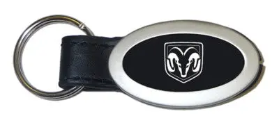 Dodge Ram Oval Leather Key Chain (Black) 1
