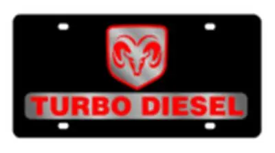 Dodge Ram Turbo Diesel Lazer-Tag Acrylic License Plate (Black) 1
