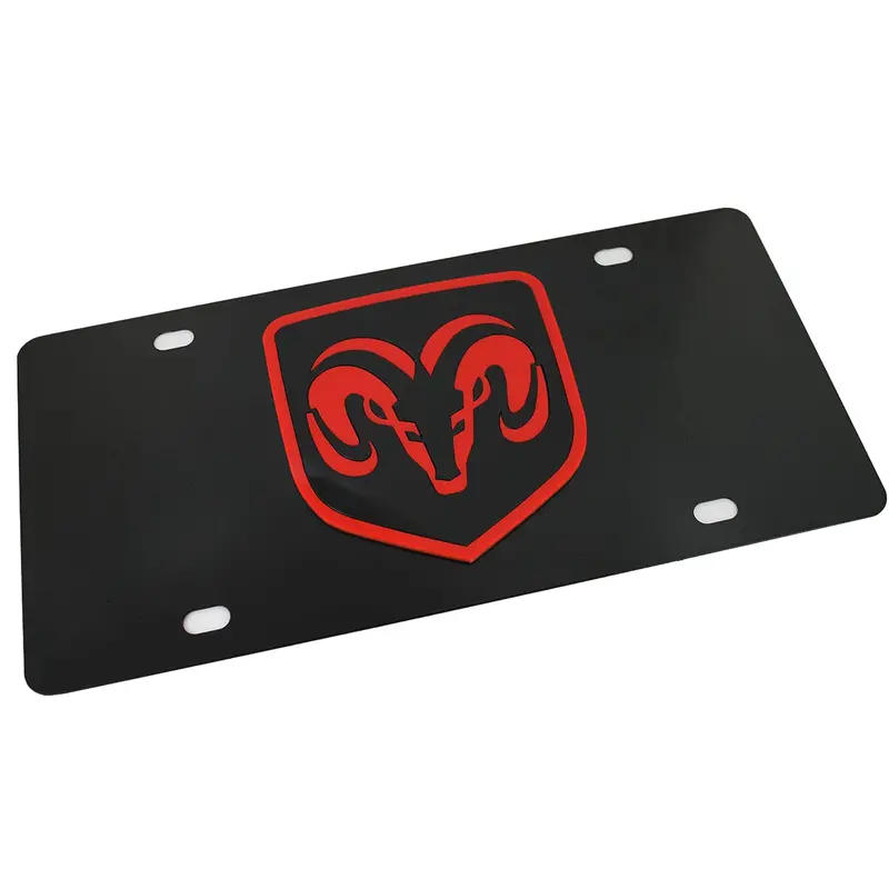 Dodge Red Ram Logo License Plate (Black) 1