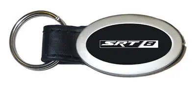 Dodge Srt-8 Oval Leather Key Chain (Black) 1