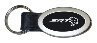 Dodge Srt Hellcat Oval Leather Key Chain (Black) 1