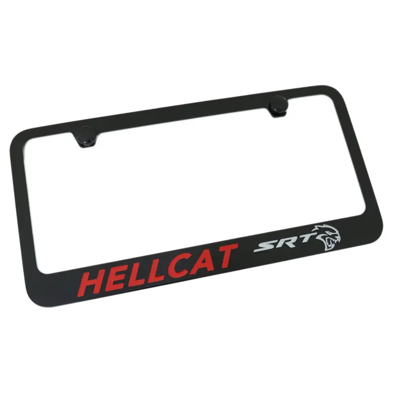 Dodge Srt Hellcat Red And Silver Name License Plate Frame (Black) 1