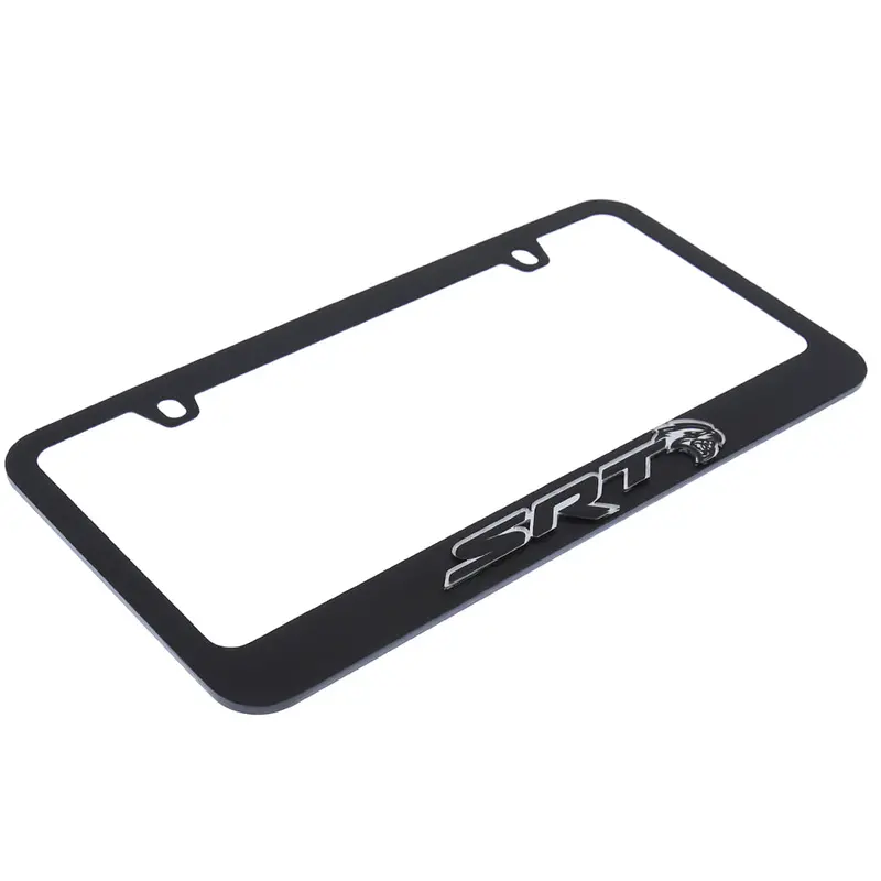 Dodge Srt License Plate Frame (Chrome On Black) 2