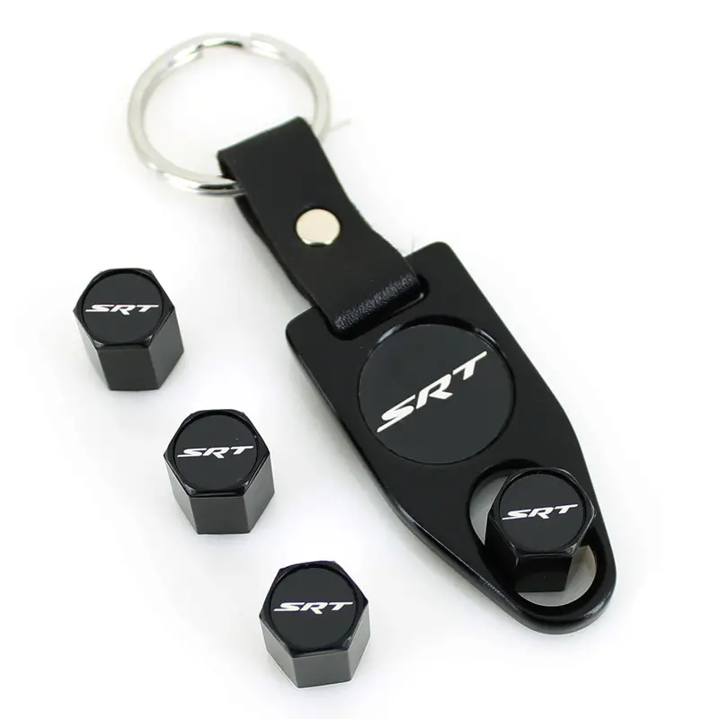 Dodge Srt Logo Tire Valve Caps  Wrench Gift Set  (Black) 1