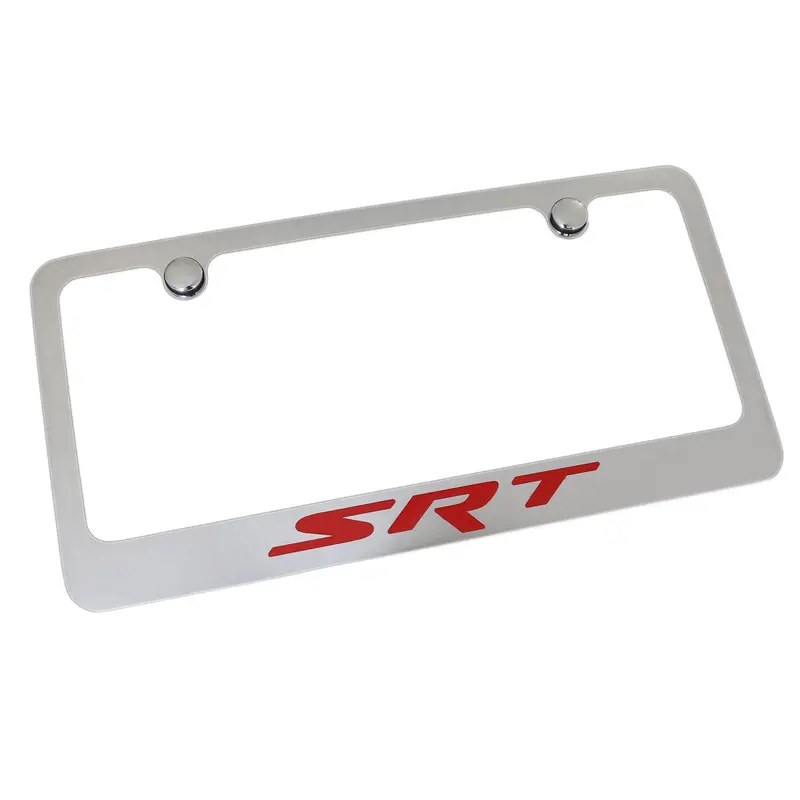 Dodge Srt Red Name License Plate Frame (Chrome) 1