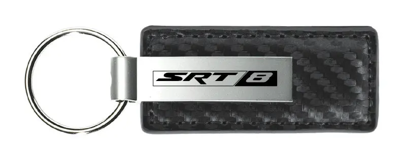 Dodge Srt8 Carbon Fiber Leather Keychain (Gunmetal) 1