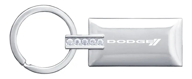 Dodge Stripe Jeweled Rectangular Key Ring (Silver) 1