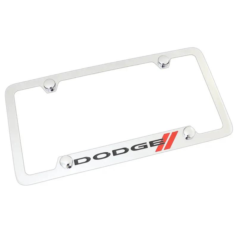 Dodge Stripe Logo Metal License Plate Frame (Chrome) 1