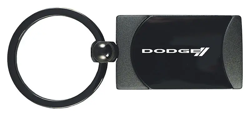 Dodge Stripe Two-Tone Rectangular Key Fob (Gun Metal) 1